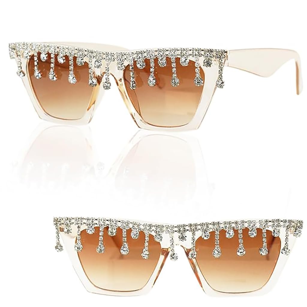 PALAY Women Sunglasses Fashion Accessories, Oversized Square Sunglasses Gradient Colored Lens, Stylish Rhinestone Tassels Beach Sunglasses UV Protection Sunglasses Fashion Accessories for Women PALAY Women Sunglasses Fashion Accessories, Oversized Square Sunglasses Gradient Colored Lens, Stylish Rhinestone Tassels Beach Sunglasses UV Protection Sunglasses Fashion Accessories for Women